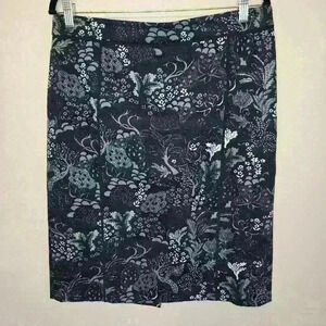 Ann Taylor Blue Floral Twill Pencil Skirt Knee length Size 12 Business Office